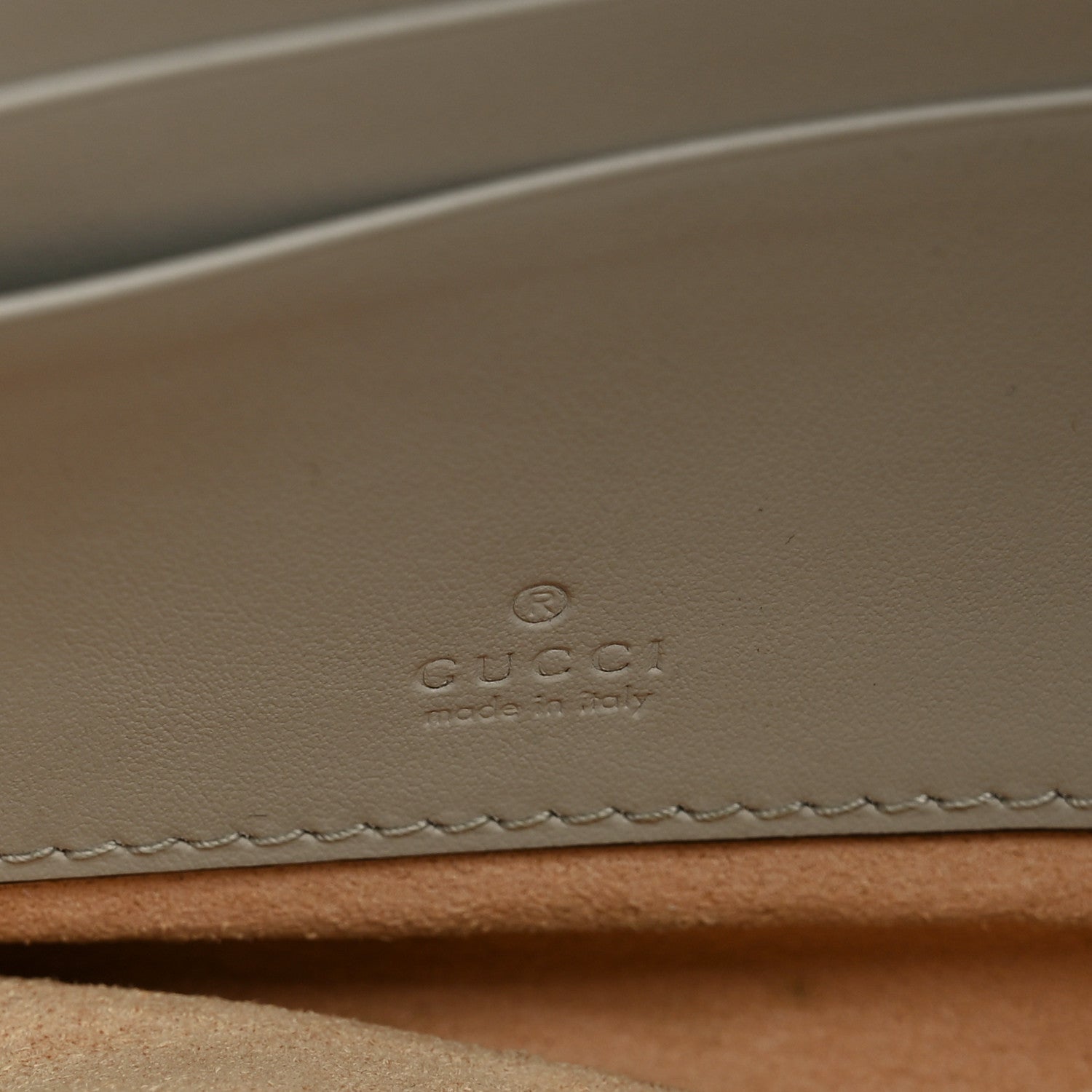 Gucci Calfskin Matelasse Mini GG Marmont Shoulder Bag With Card Holder Light Grey Salvy Green 7 of 14