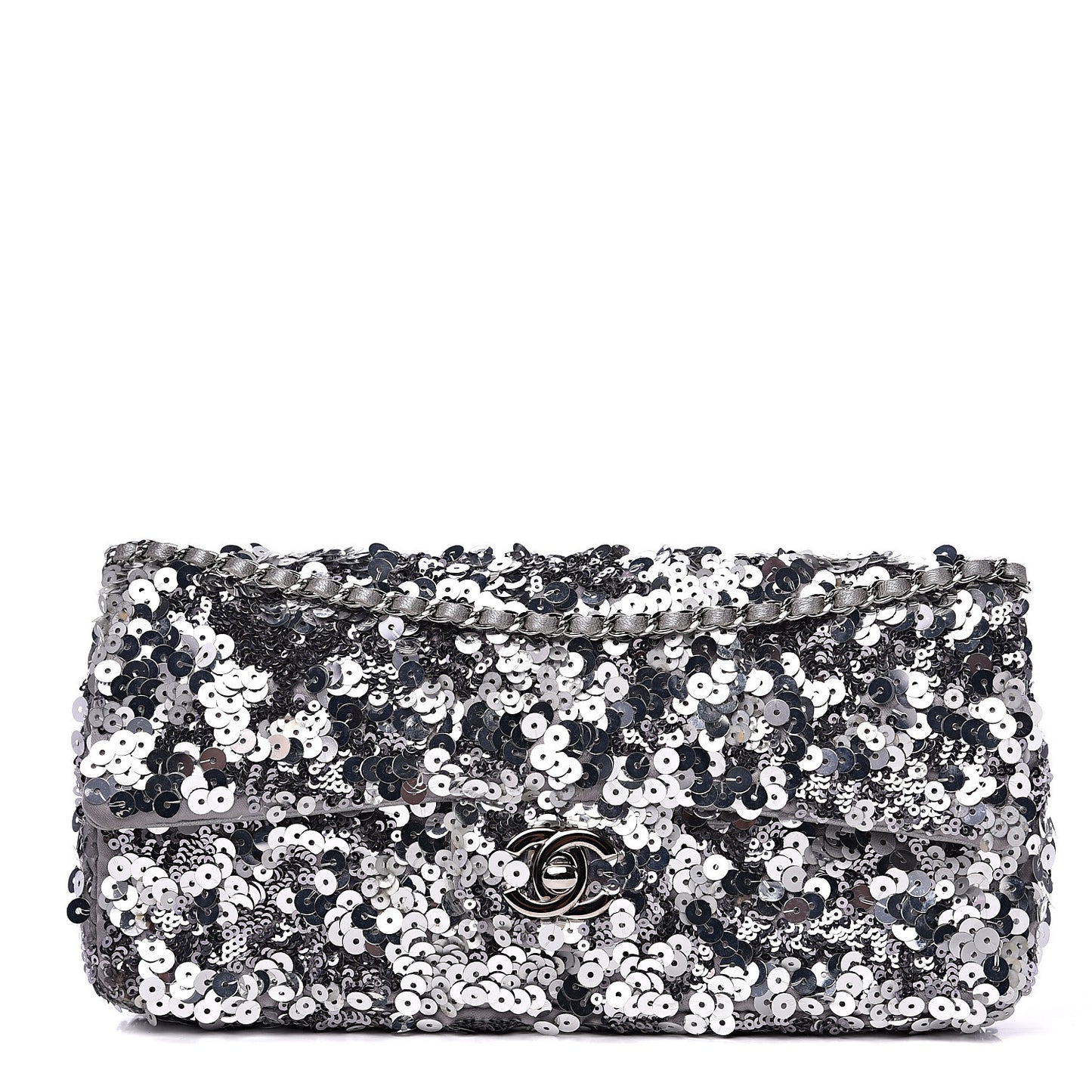Sequin Medium Single Flap Silver