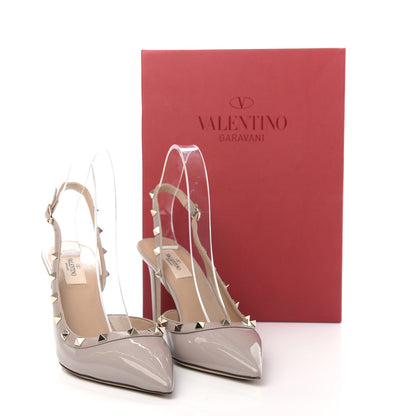 Valentino Garavani Patent Rockstud Half D'Orsay Slingback 85mm Pumps 40.5 Poudre 10 of 10