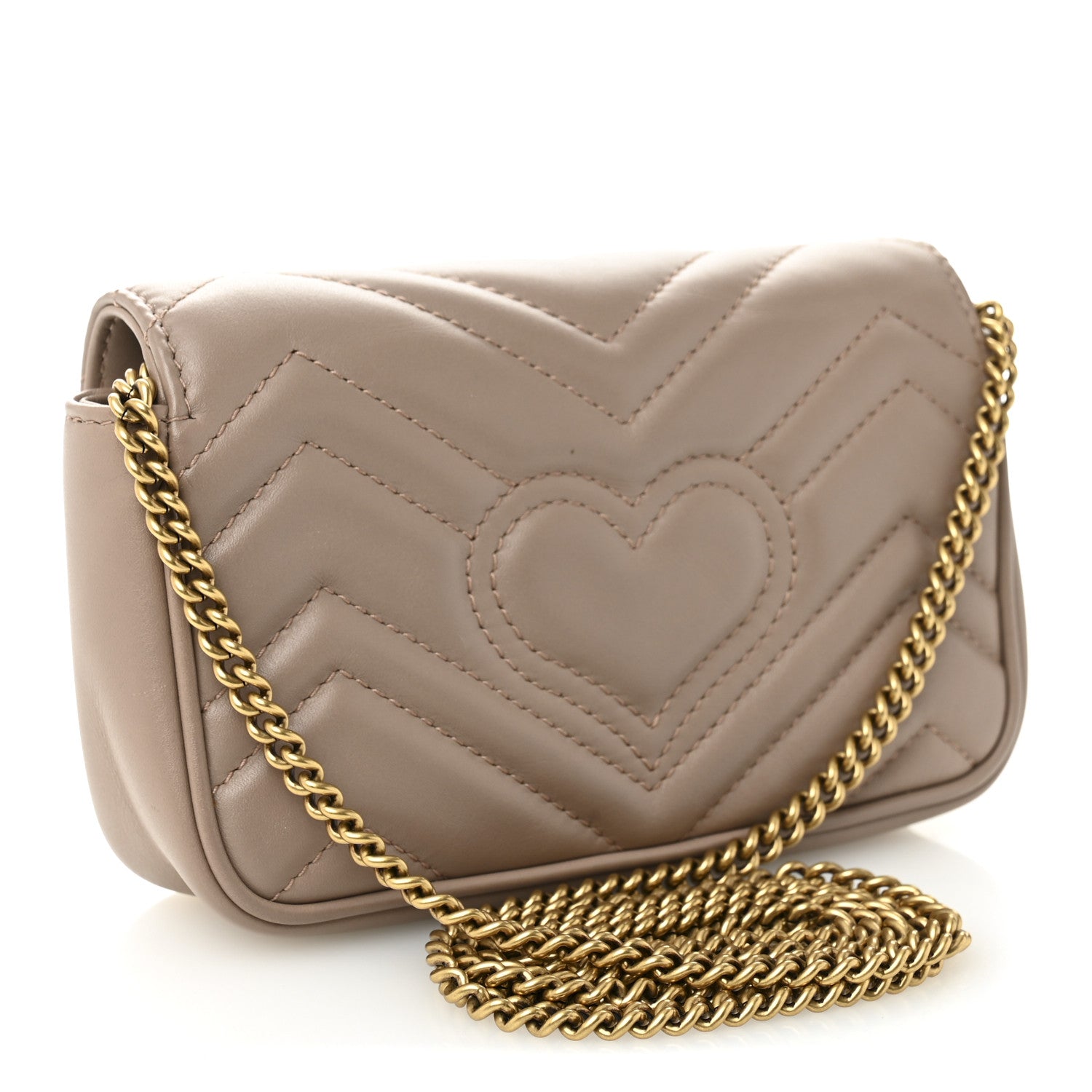 Gucci Calfskin Matelasse Super Mini GG Marmont Shoulder Bag Porcelain Rose 3 of 10