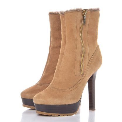Jimmy Choo Suede Shearling Trixie Ankle Boots 35 Camel 3 of 10