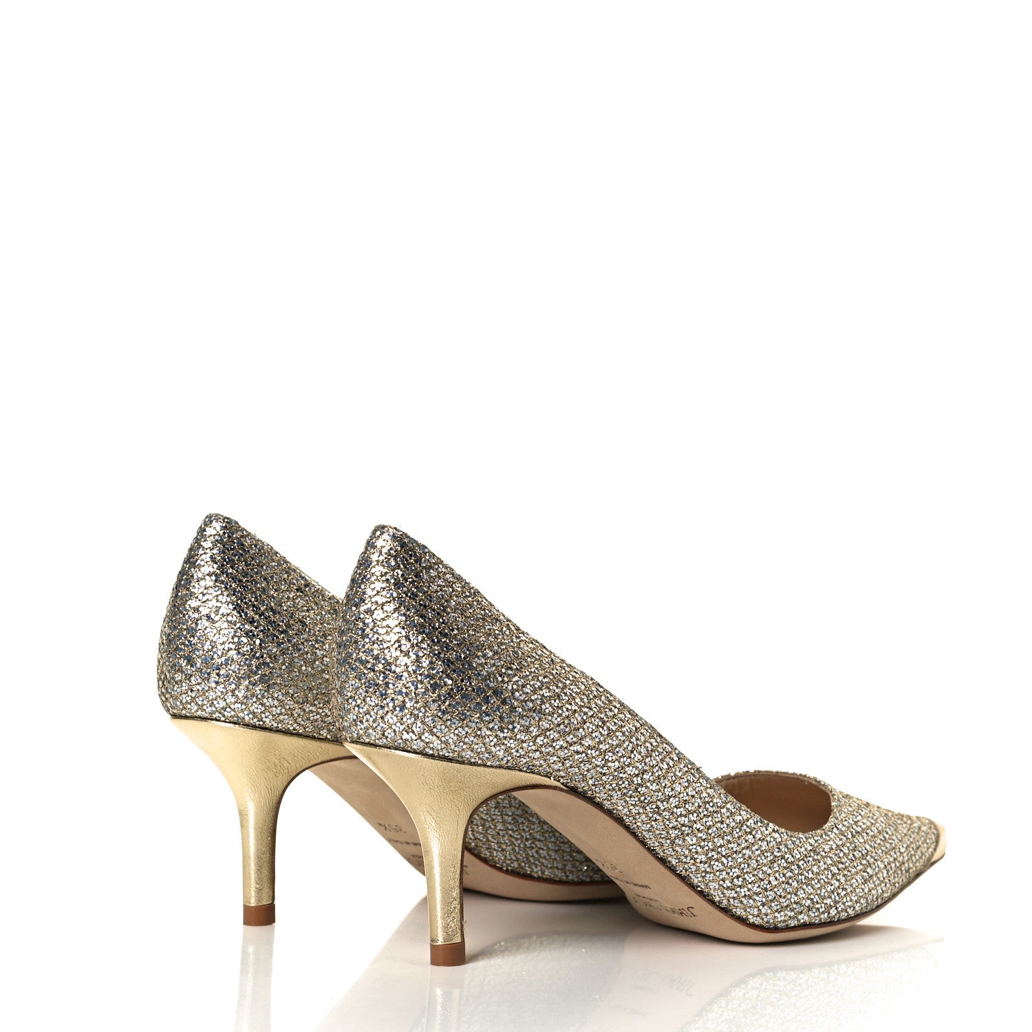 Jimmy Choo Coarse Glitter Fabric Aurora Pumps 35.5 Champagne 4 of 9