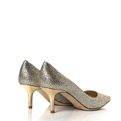 Jimmy Choo Coarse Glitter Fabric Aurora Pumps 35.5 Champagne 4 of 9