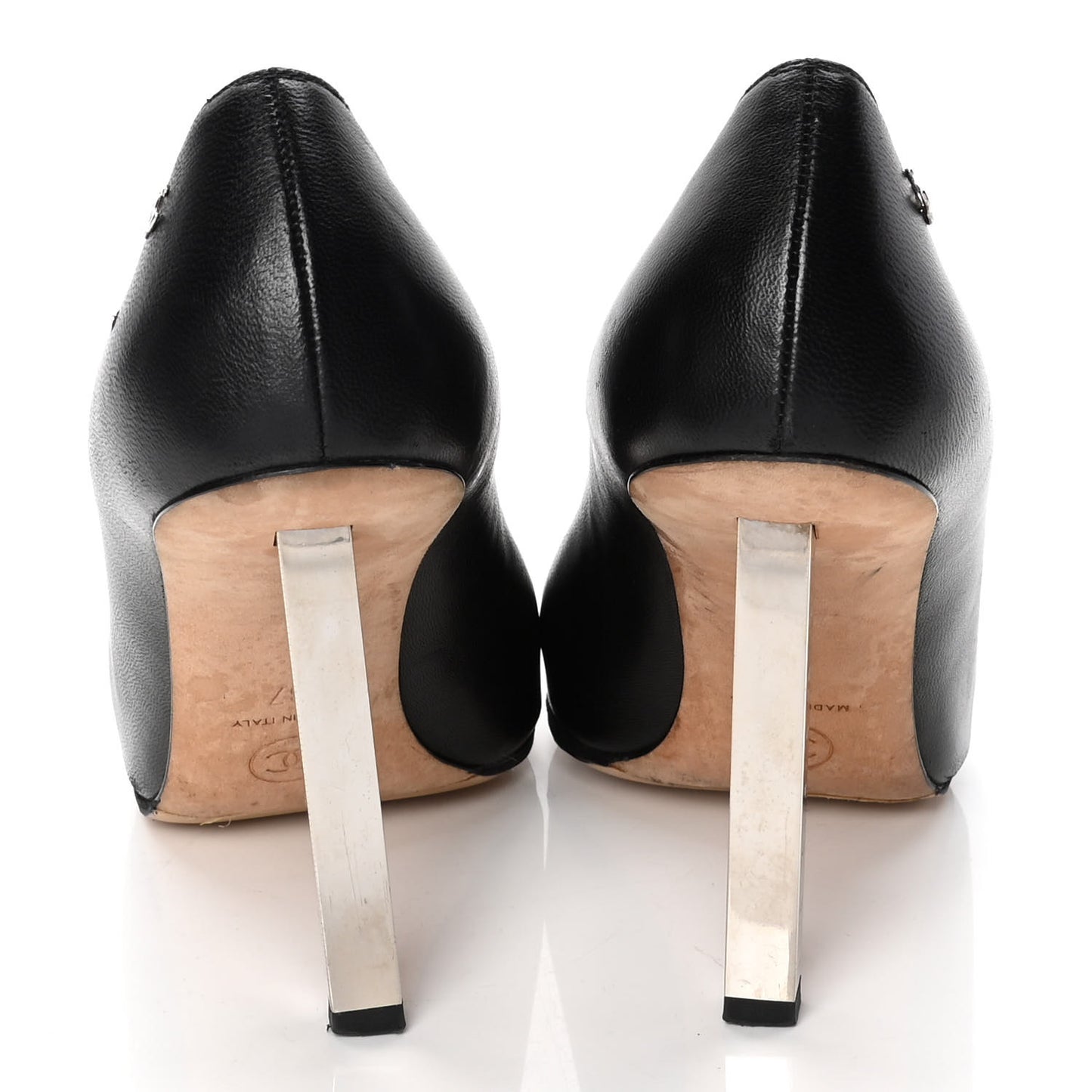 Lambskin Satin Cap Toe Pumps 37 Black