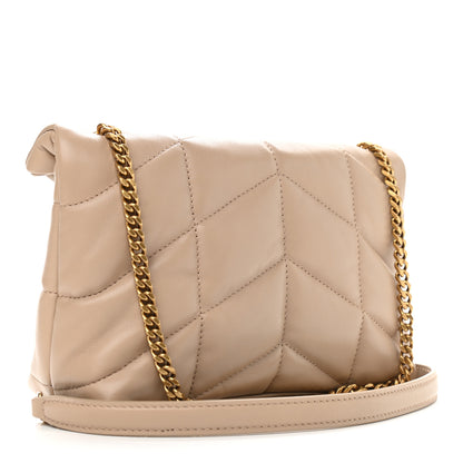 Saint Laurent Lambskin Quilted Toy Loulou Puffer Monogram Chain Satchel Dark Beige 3 of 9