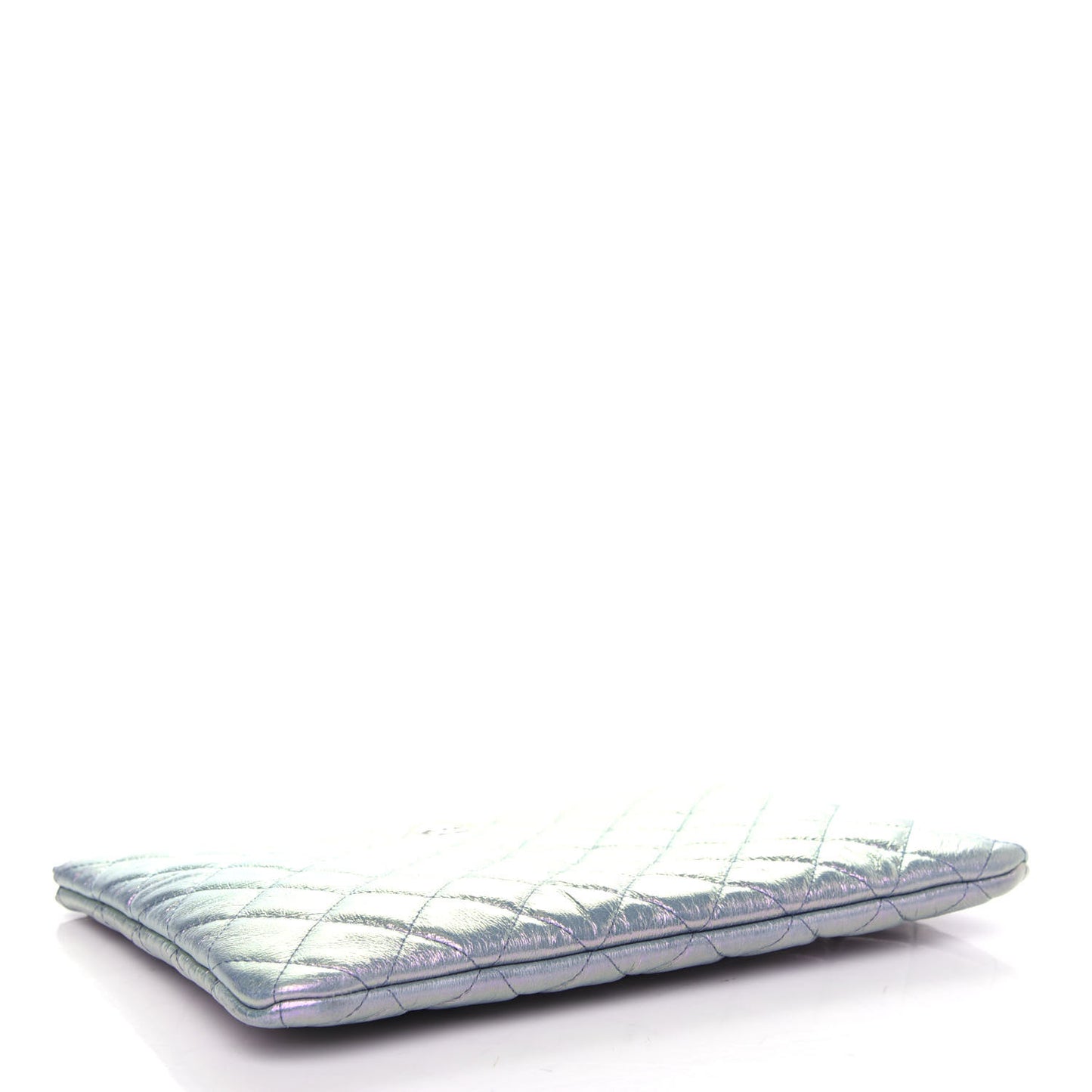 Iridescent Crumpled Lambskin Medium Cosmetic Case Light Blue