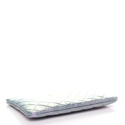 Chanel Iridescent Crumpled Lambskin Medium Cosmetic Case Light Blue 4 of 8