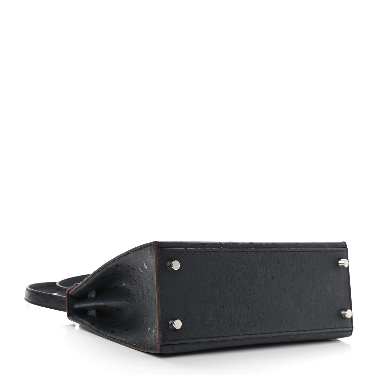 Hermes Ostrich Horseshoe Kelly Sellier 25 Bleu Indigo Rose Tyrien 4 of 11