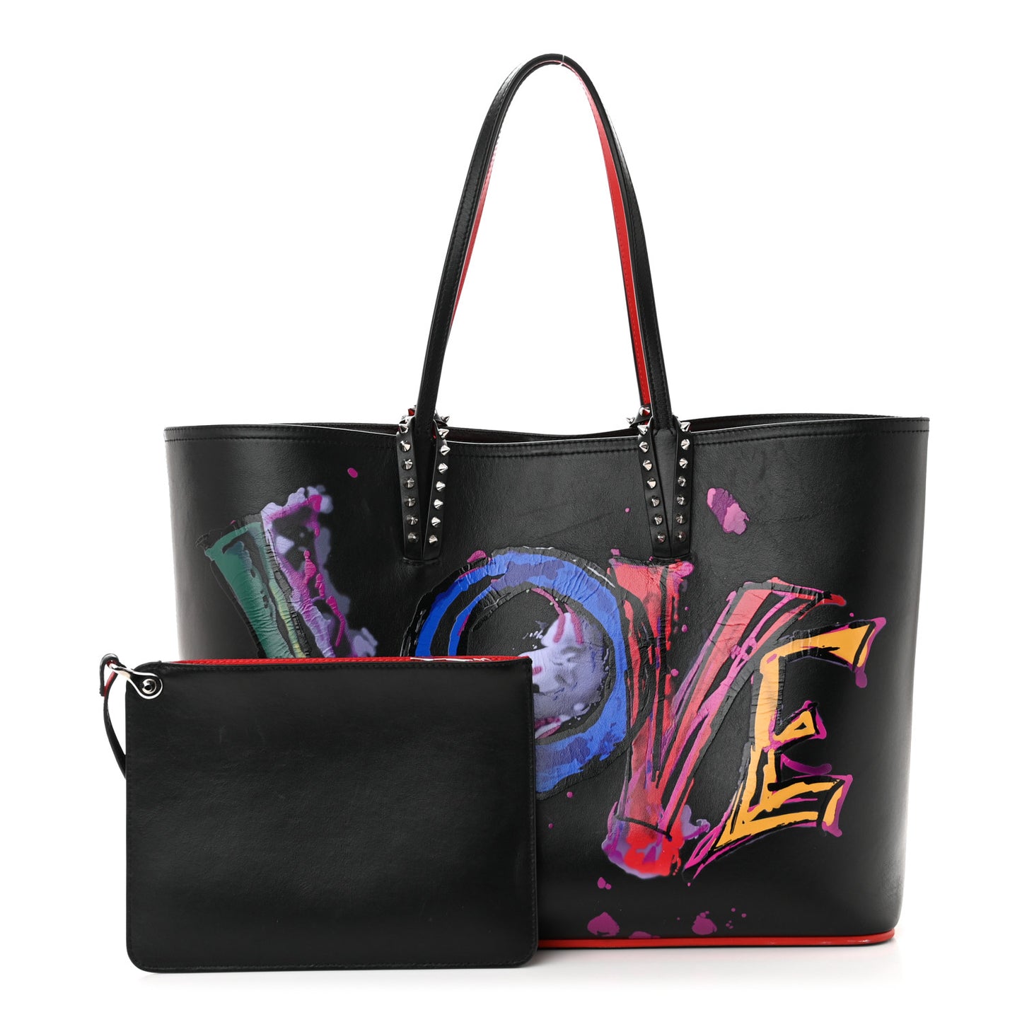 Calfskin In Love East West Cabata Tote Black Multicolor