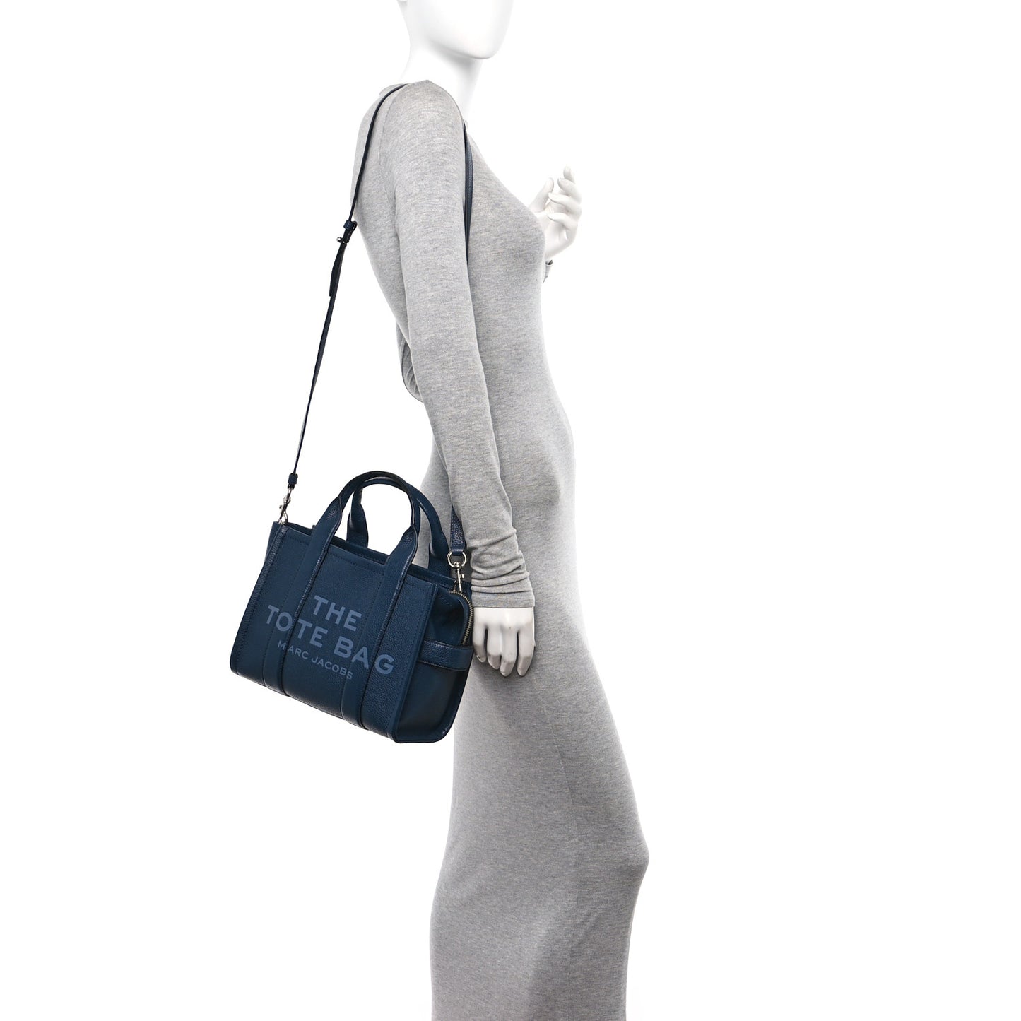 Grained Calfskin Small The Tote Bag Blue Sea
