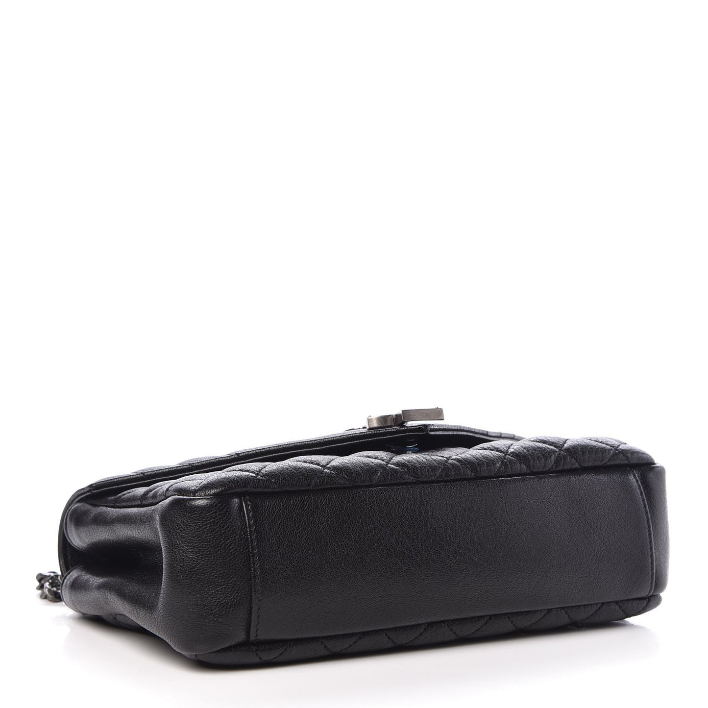 Sheepskin Tri-Quilt Monogram Medium College Bag Black