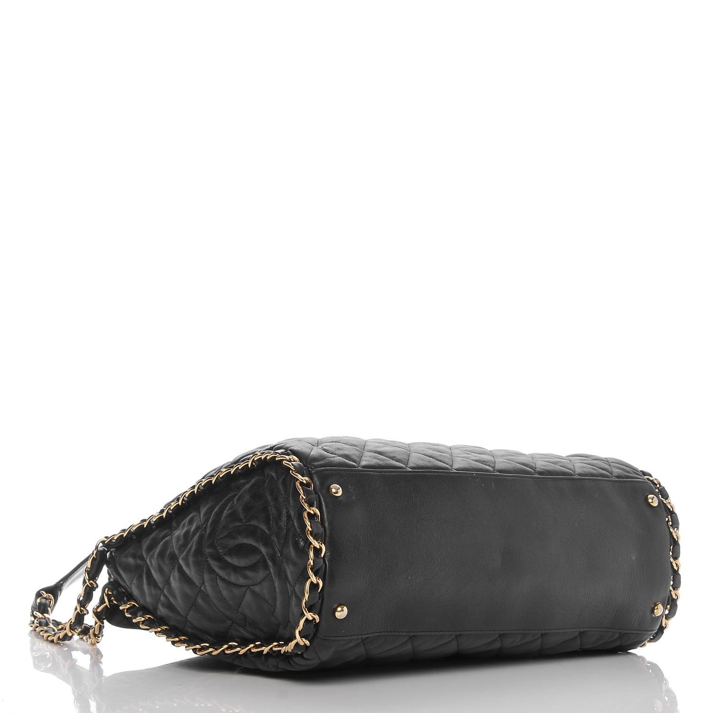 Calfskin Quilted Large Chain Me Hobo Black