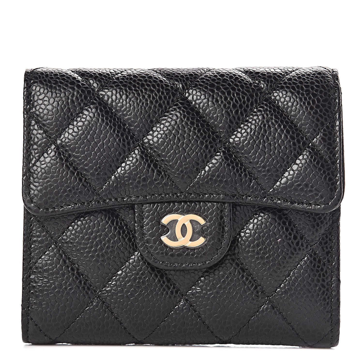 Chanel Caviar Quilted Compact Flap Wallet Black 1 of 9
