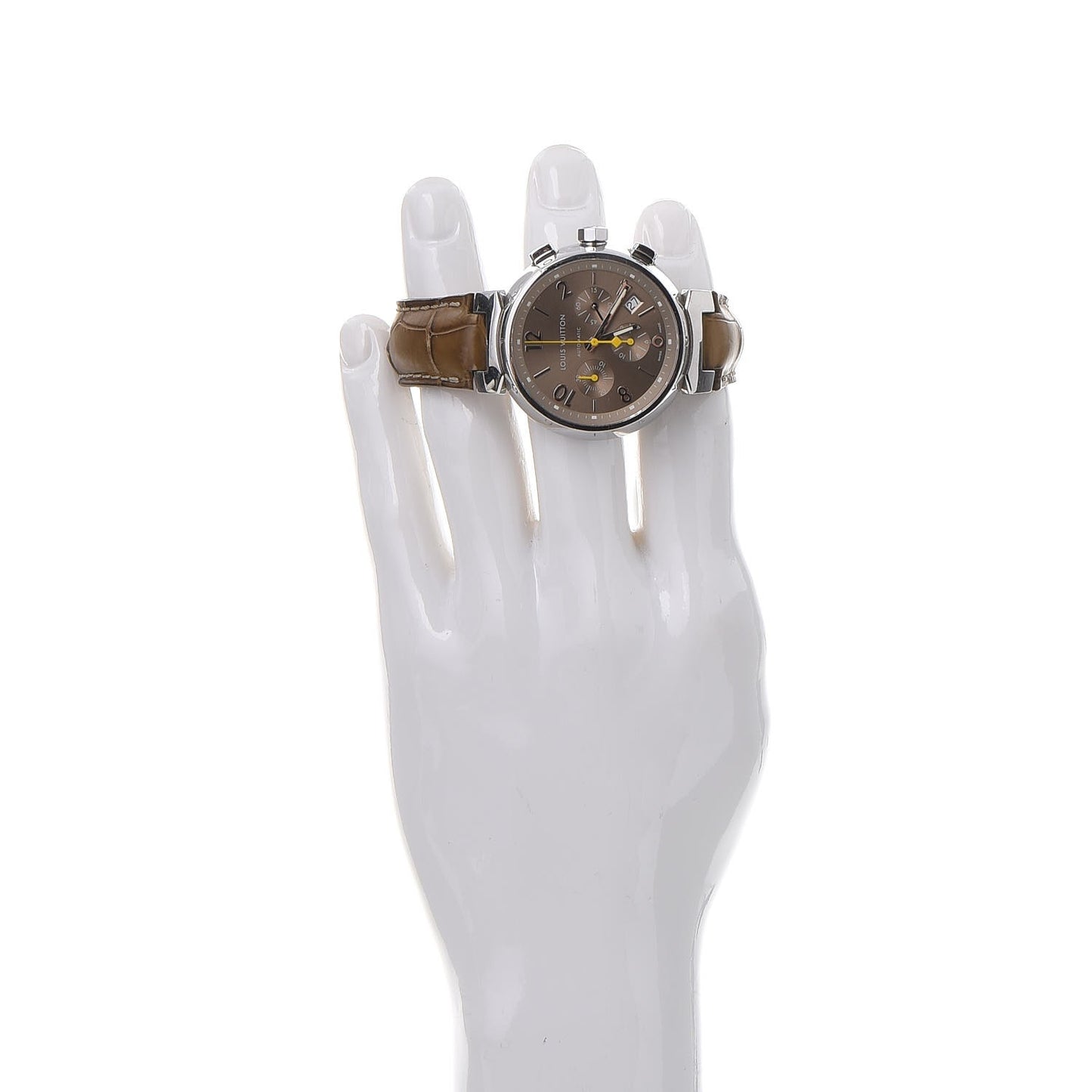 Stainless Steel Alligator 41mm Tambour Chronograph Automatic Watch Champagne