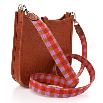 Hermes Taurillon Clemence Maxi Quadrille Evelyne TPM Cuivre Capucine Parme Rouge Duchess 3 of 11