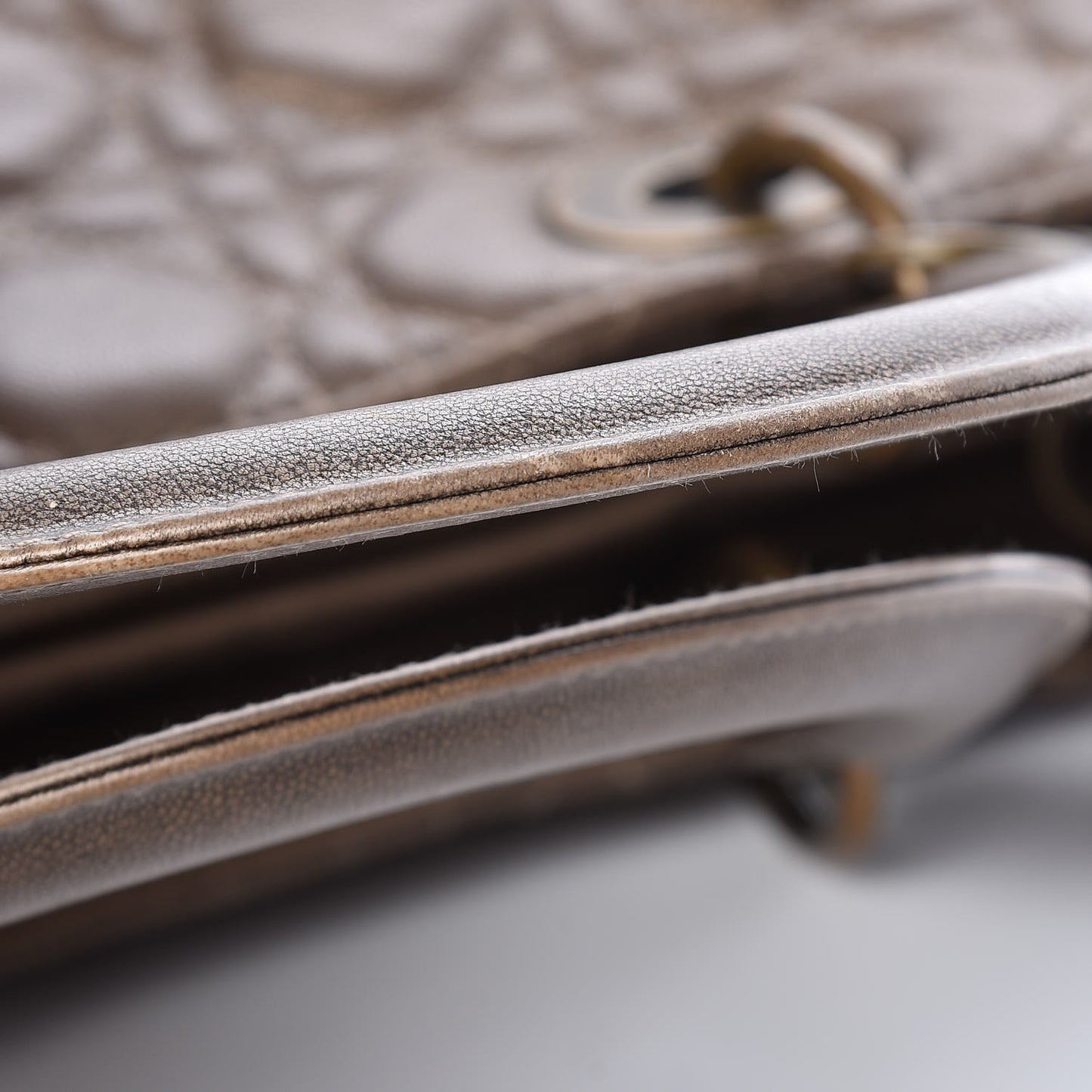 Metallic Lambskin Cannage Medium Lady Dior Bronze
