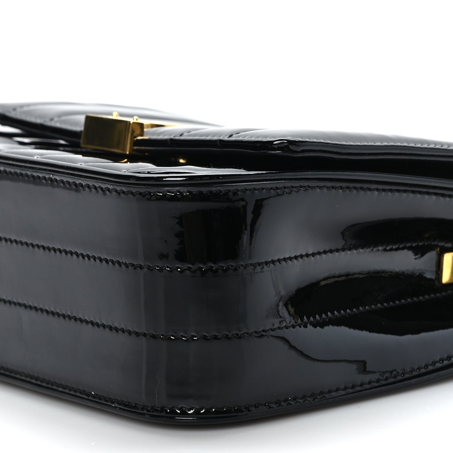 Saint Laurent Patent Calfskin Matelasse Monogram Small Vicky Chain Bag Black 9 of 12
