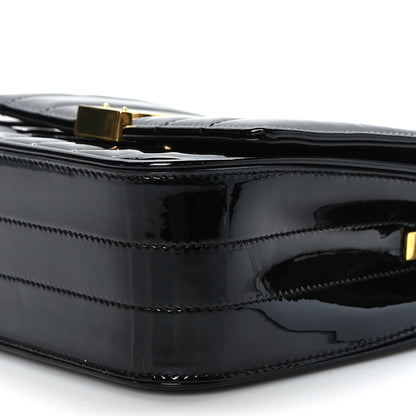 Saint Laurent Patent Calfskin Matelasse Monogram Small Vicky Chain Bag Black 9 of 12
