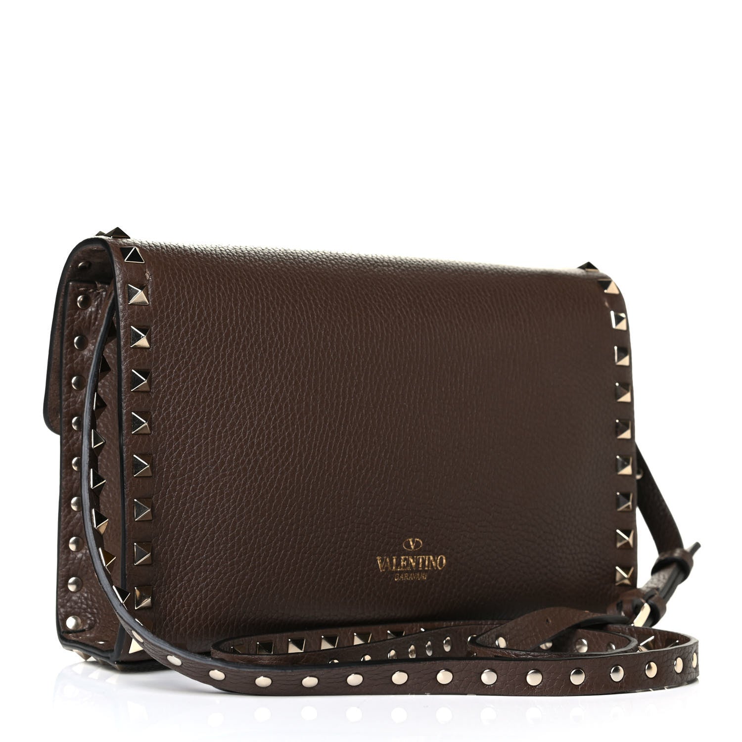 Valentino Garavani Pebbled Calfskin Medium Rockstud Flip Lock Crossbody Bag Deep Taupe 2 of 5
