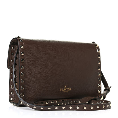Valentino Garavani Pebbled Calfskin Medium Rockstud Flip Lock Crossbody Bag Deep Taupe 2 of 5
