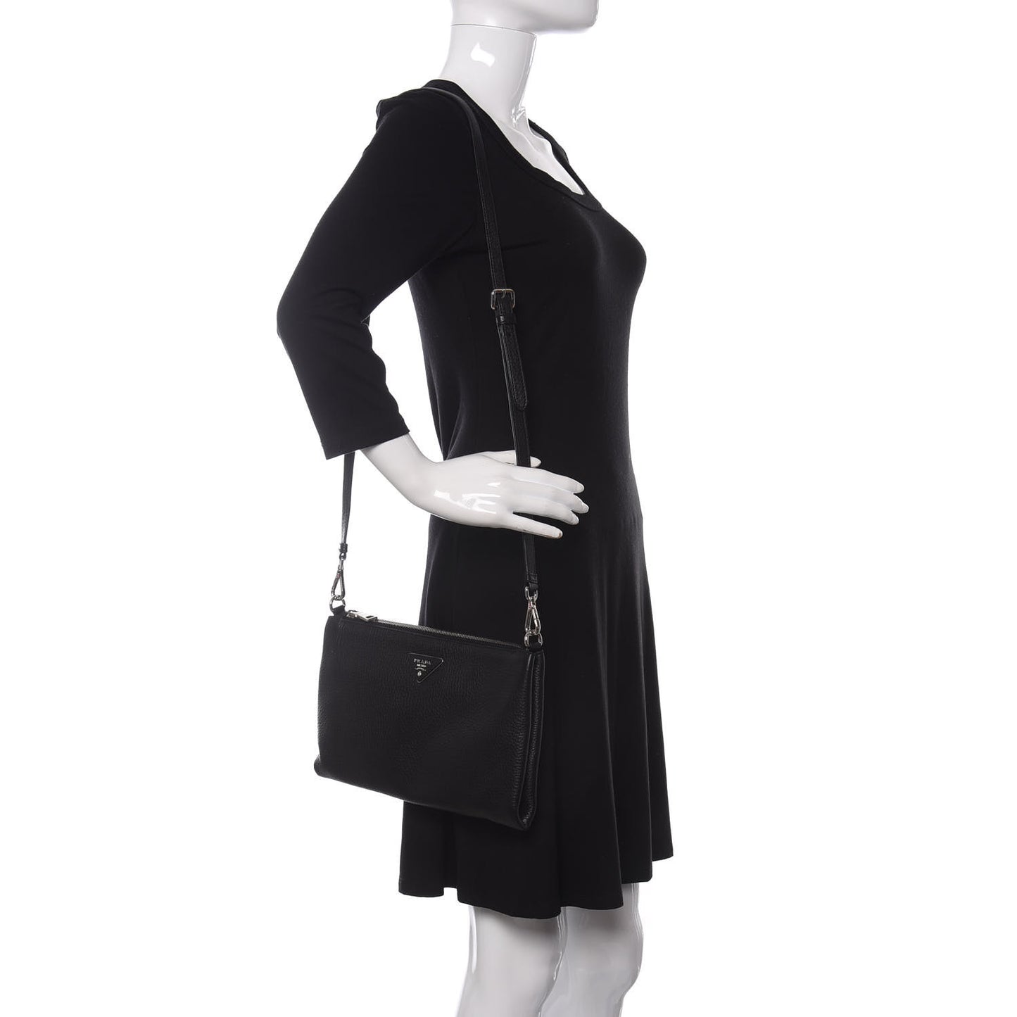 Vitello Daino Crossbody Bag Black