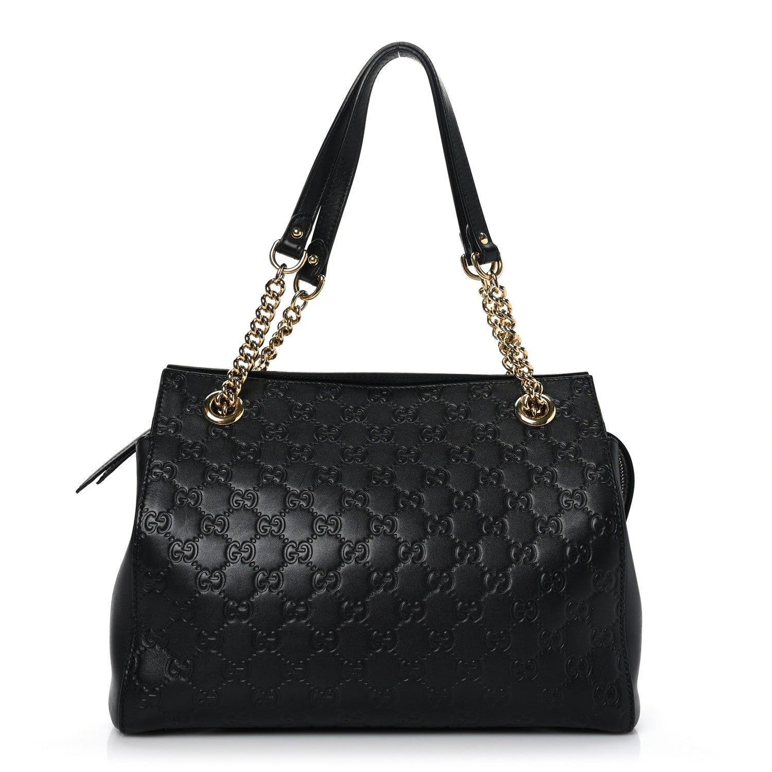 Gucci Guccissima Signature Medium Shoulder Tote Bag Black 1 of 9