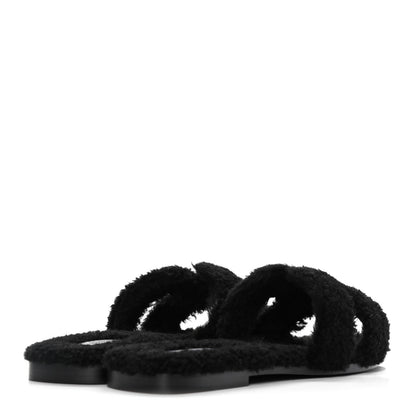 Hermes Woolskin Oran Sandals 41 Black 4 of 10