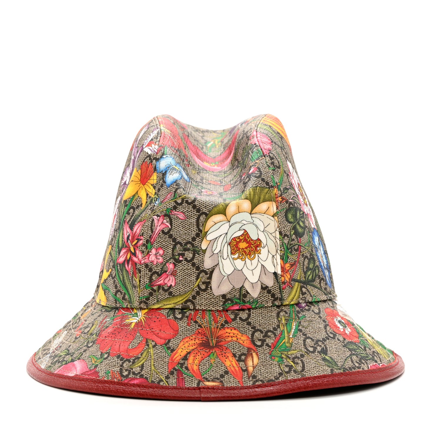 GG Supreme Monogram Flora Bucket Hat 57 White