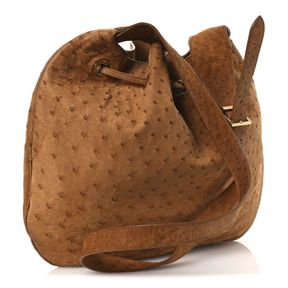 Saint Laurent Ostrich Paris VII Large Flat Hobo Brick 3 of 12