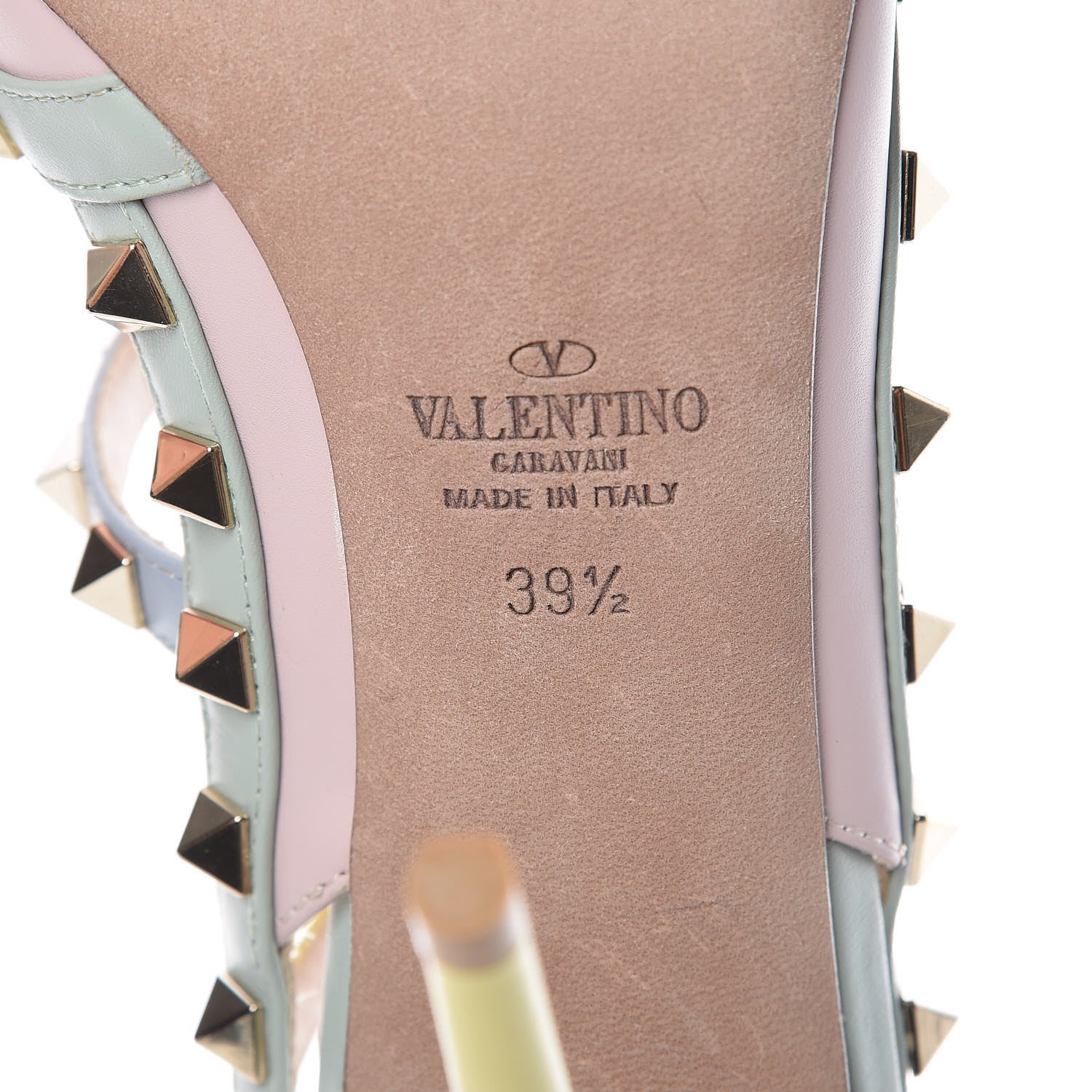 Valentino Garavani Nappa Watercolor Rockstud Ankle Strap 100mm Pumps 39.5 Rose Green Yellow Sky 6 of 10