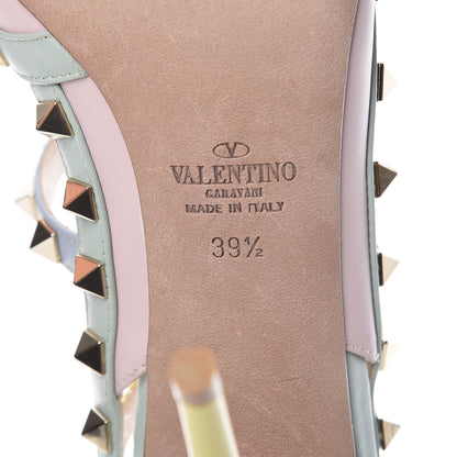 Valentino Garavani Nappa Watercolor Rockstud Ankle Strap 100mm Pumps 39.5 Rose Green Yellow Sky 6 of 10