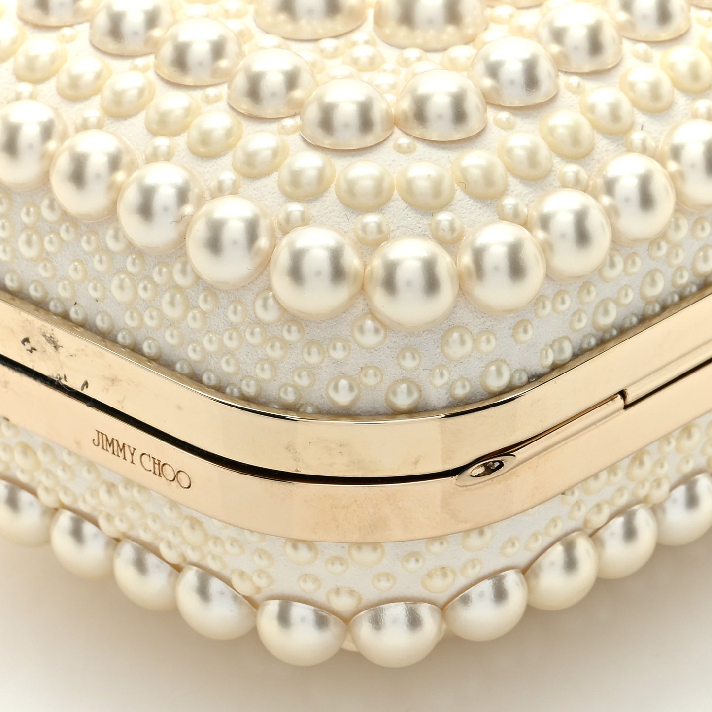 Suede Pearl Embellished Micro Cloud Handbag White
