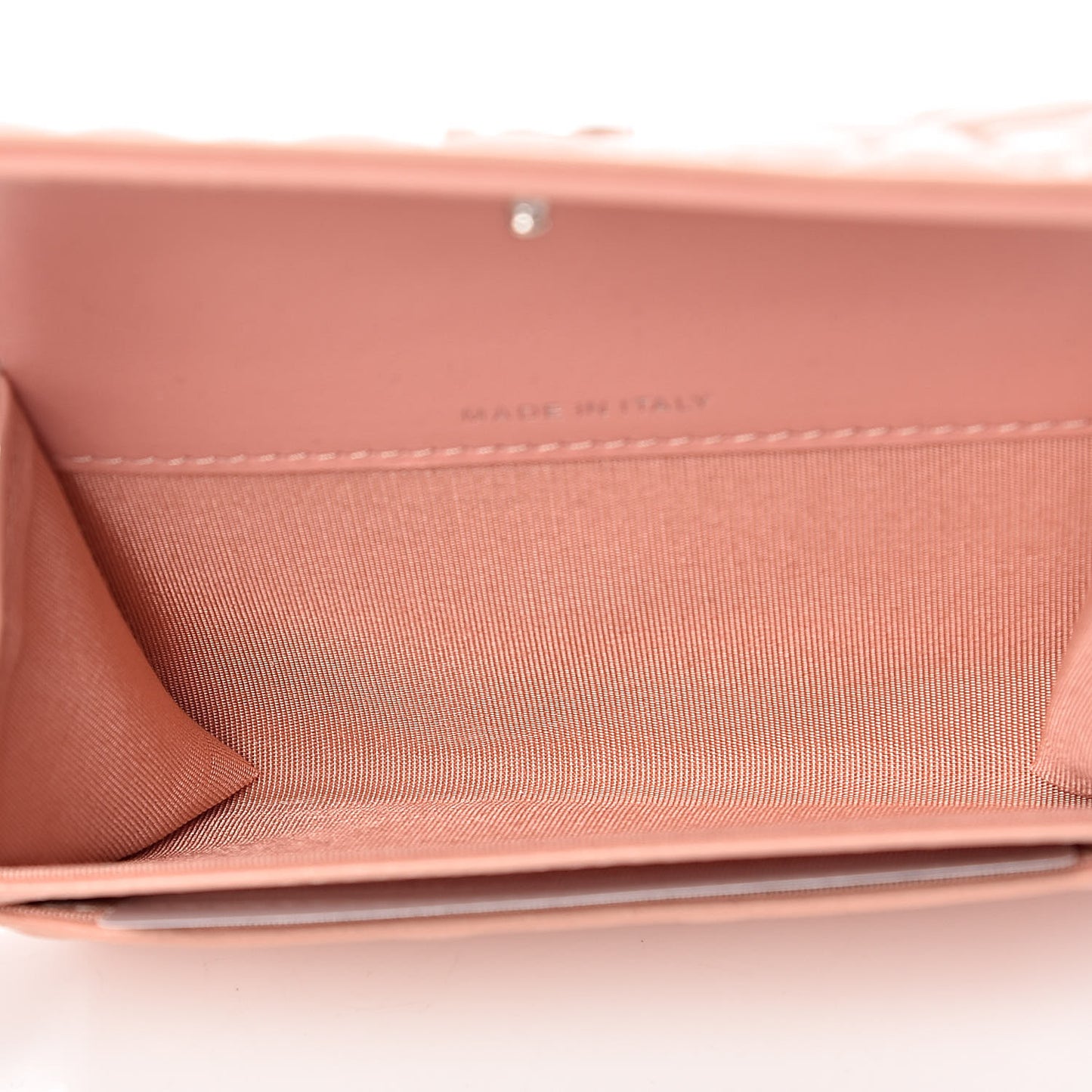 Goatskin Camellia Embossed Flap Card Holder Pink