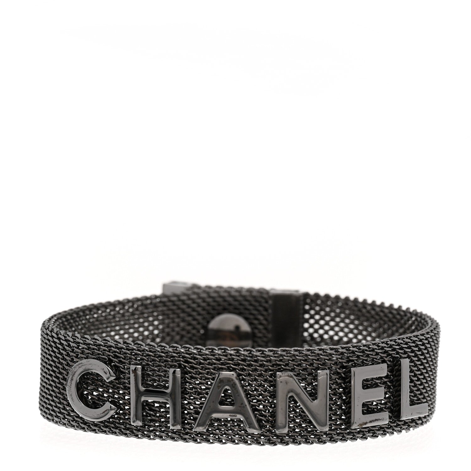 Chanel Metal Mesh Logo Bracelet Ruthenium 1 of 4