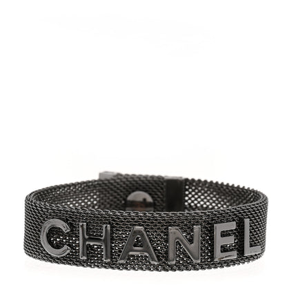 Chanel Metal Mesh Logo Bracelet Ruthenium 1 of 4