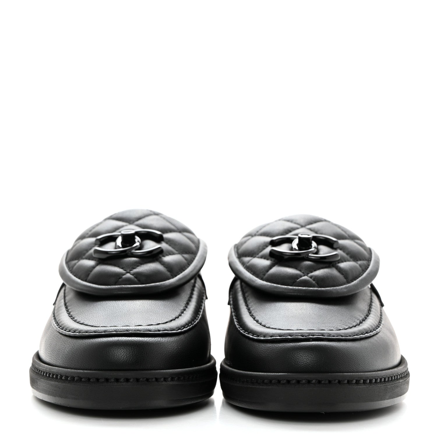 Chanel Lambskin Quilted CC Turnlock Loafers 37 Black 2 of 8