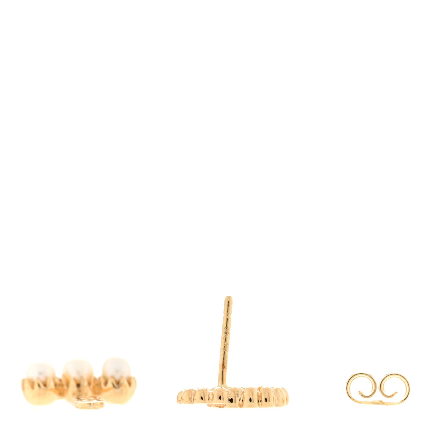 Gucci 18K Yellow Gold Pearl Single GG Running Earring 3 of 4