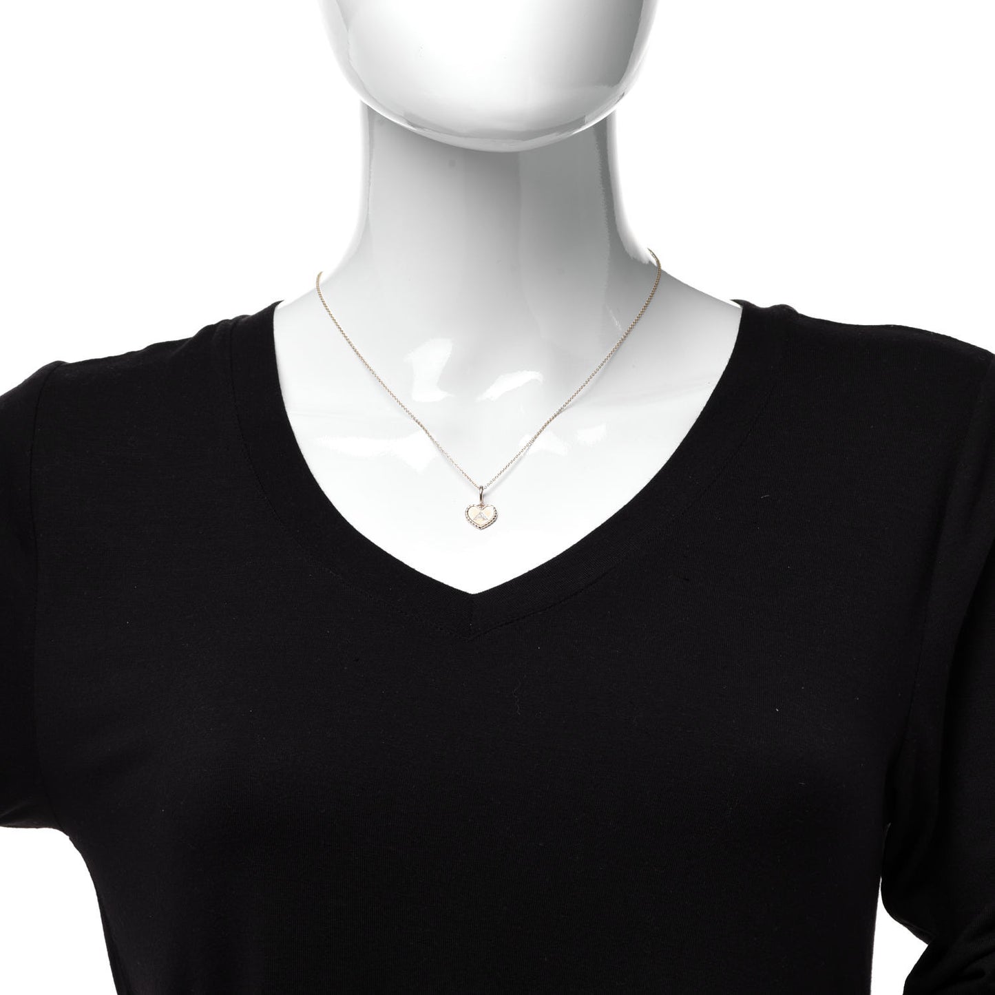 18K Yellow Gold Diamond Heart Initial A Charm Necklace