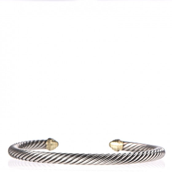 David Yurman Sterling Silver 14K Yellow Gold 5mm Cable Classics Bracelet 3 of 4