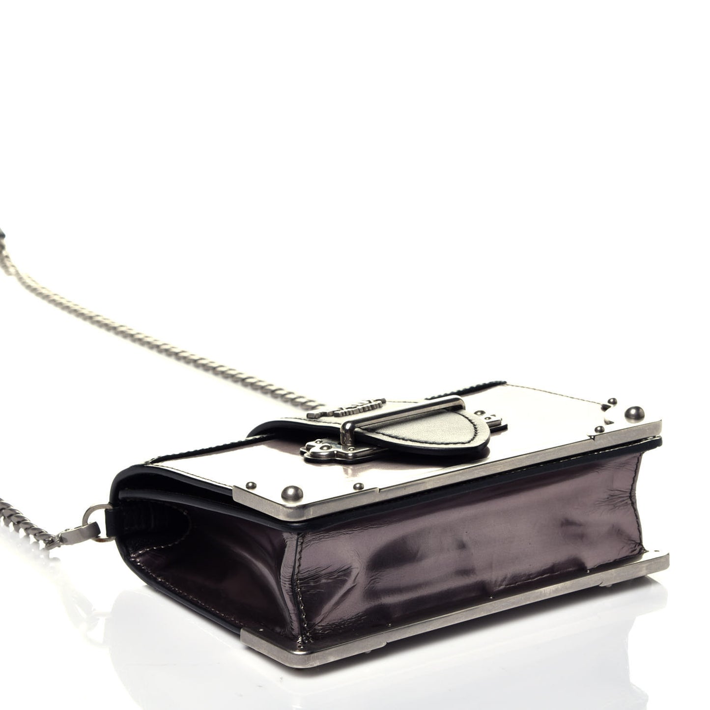 Metallic Vitello Saffiano Cahier Bag Ferro Black