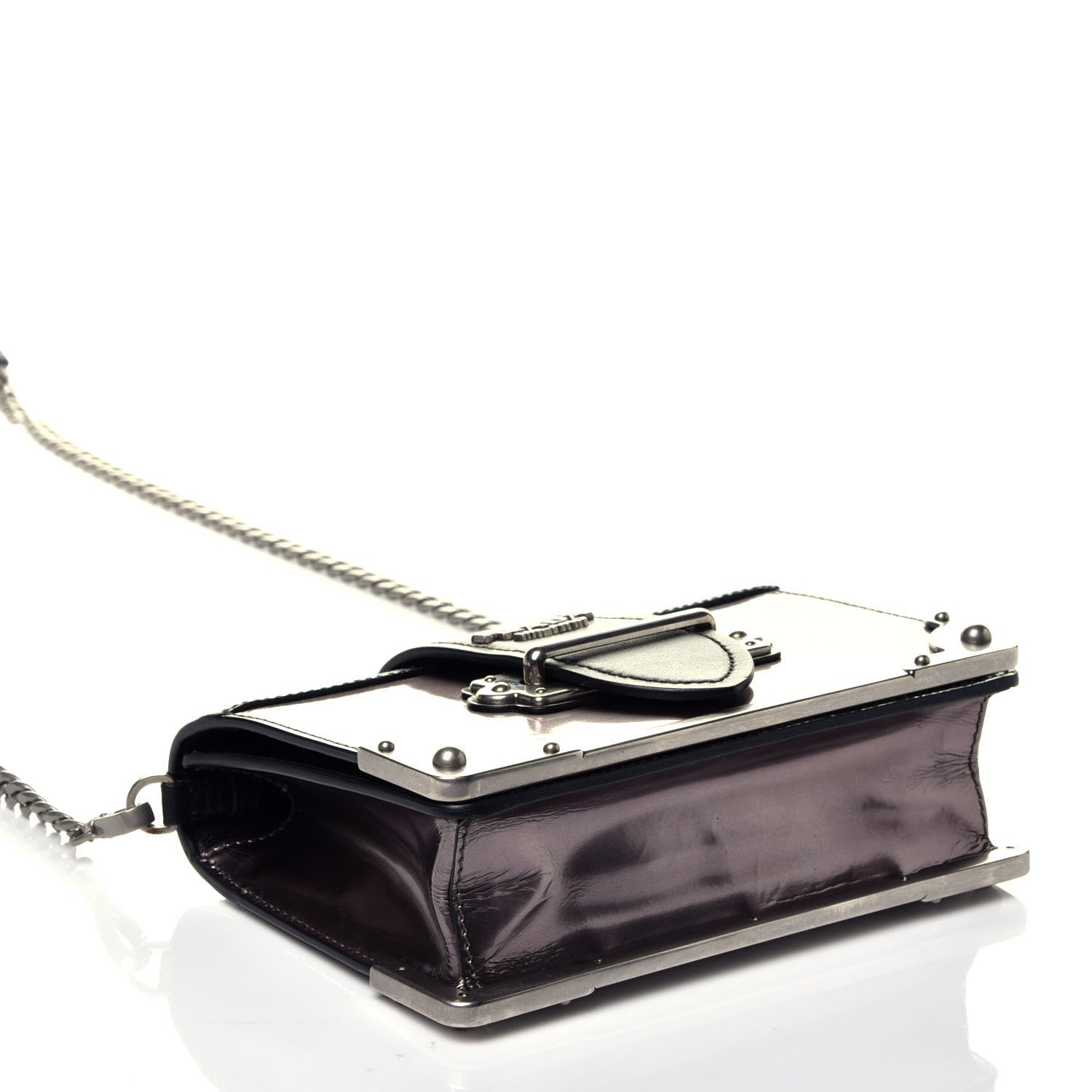 Prada Metallic Vitello Saffiano Cahier Bag Ferro Black 4 of 8