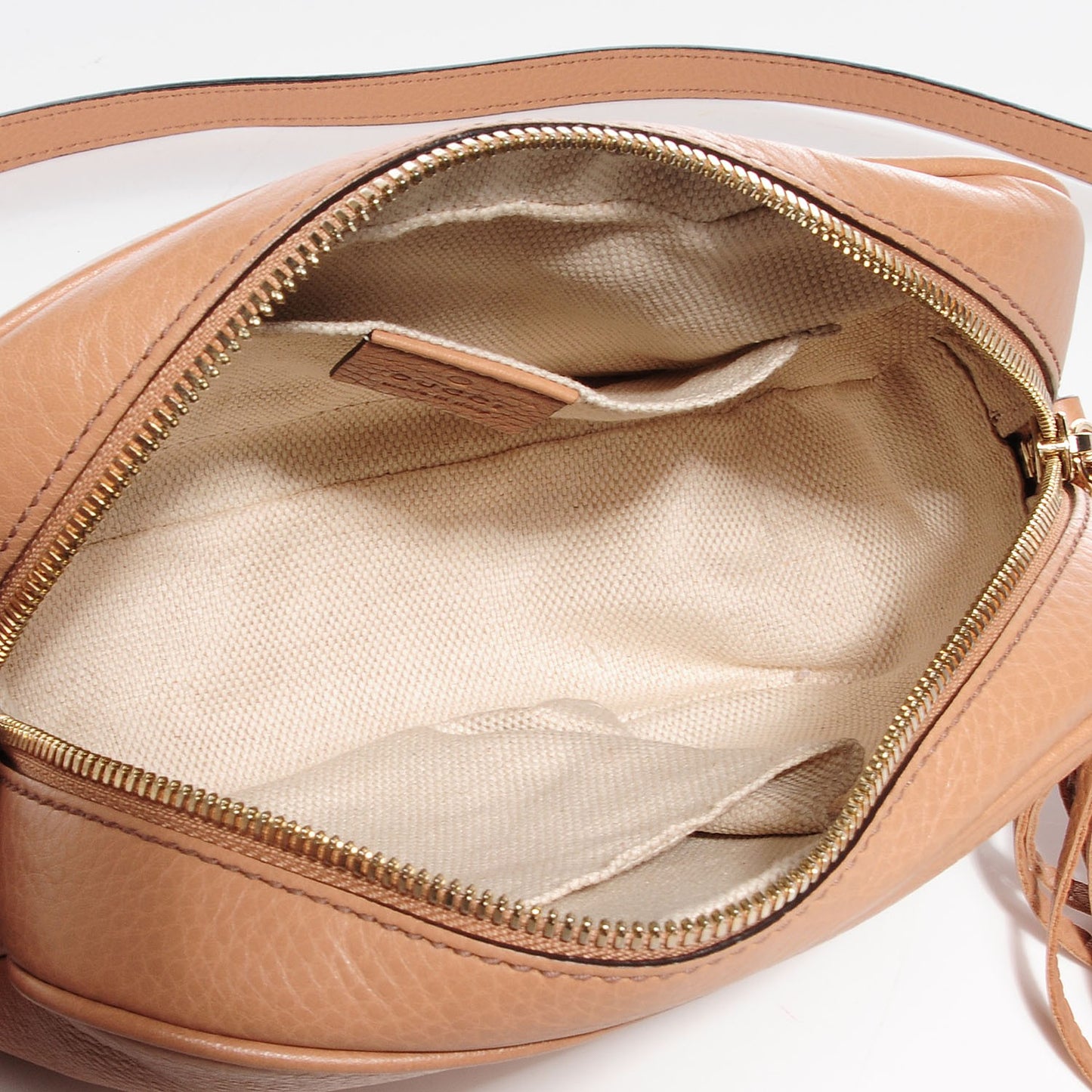 Pebbled Calfskin Small Soho Disco Bag Rose Beige