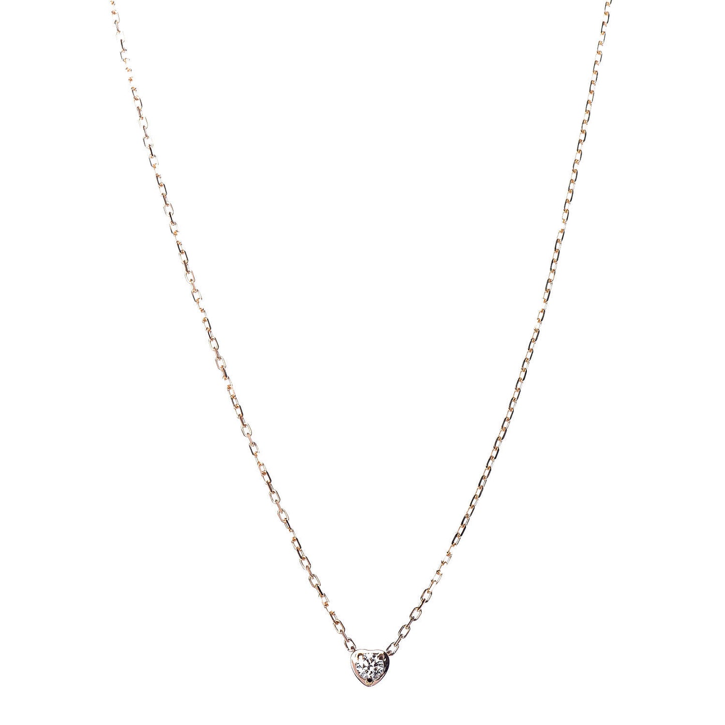 18K Pink Gold Diamond D'Amour Heart Pendant Necklace