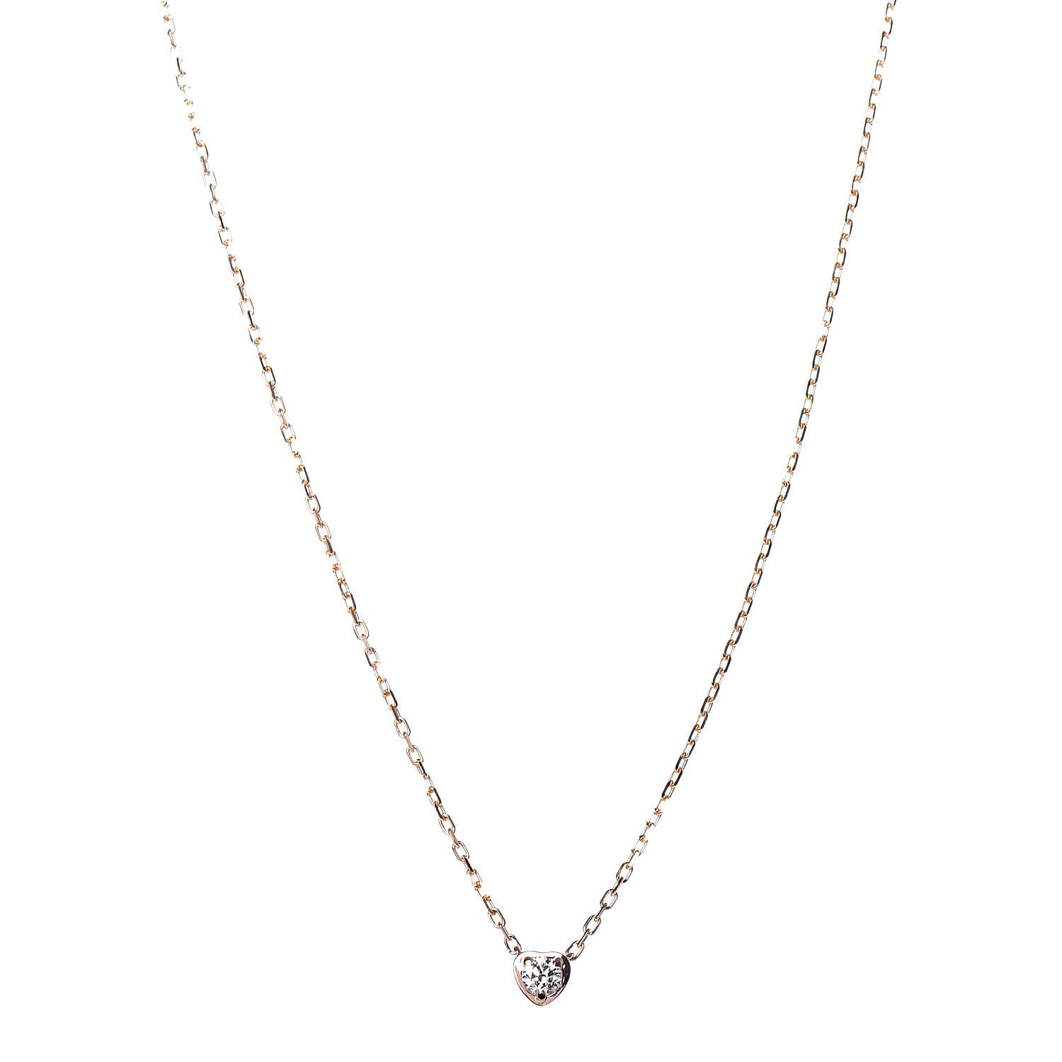 Cartier 18K Pink Gold Diamond D'Amour Heart Pendant Necklace 1 of 7