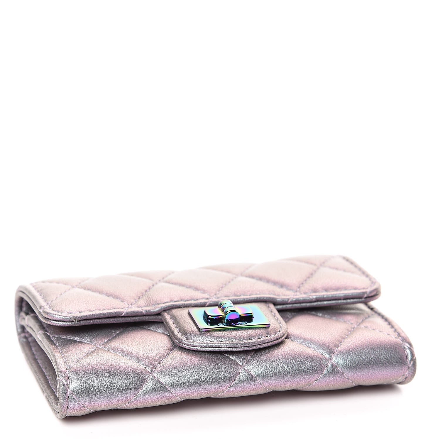 Chanel Iridescent Lambskin Quilted Reissue Flap Card Holder Light Purple 4 of 14