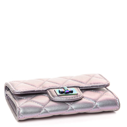Chanel Iridescent Lambskin Quilted Reissue Flap Card Holder Light Purple 4 of 14