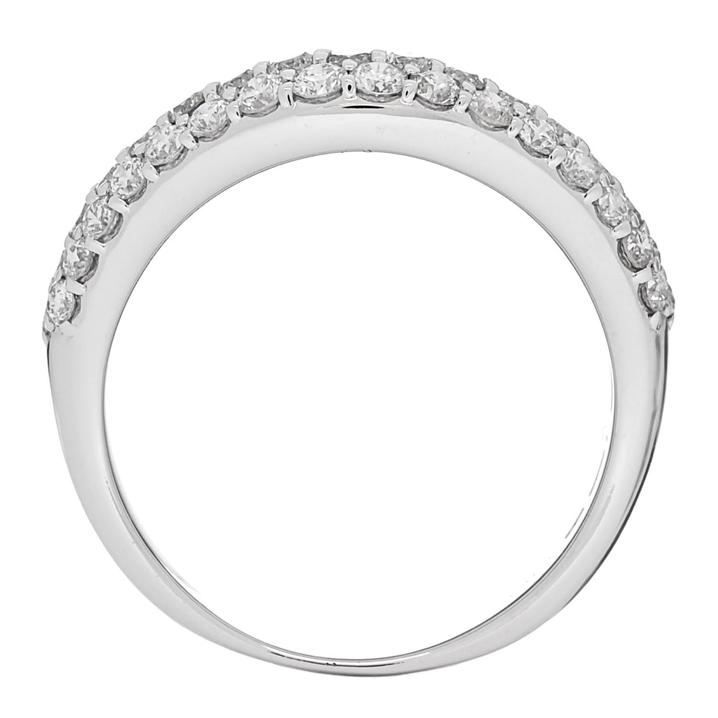 18K White Gold Diamond 1.00ctw Three Row Curved Band Ring 53 6.5