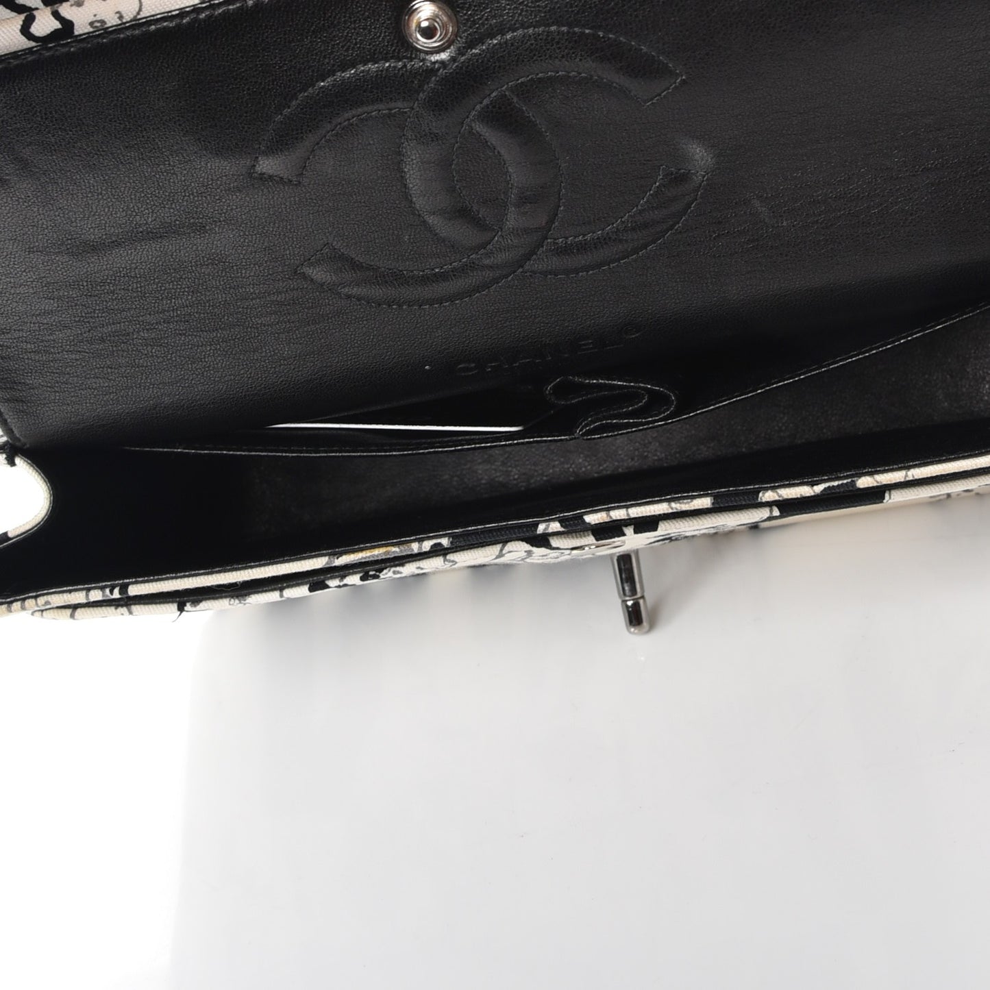 Canvas Printed Medium Double Flap Black White