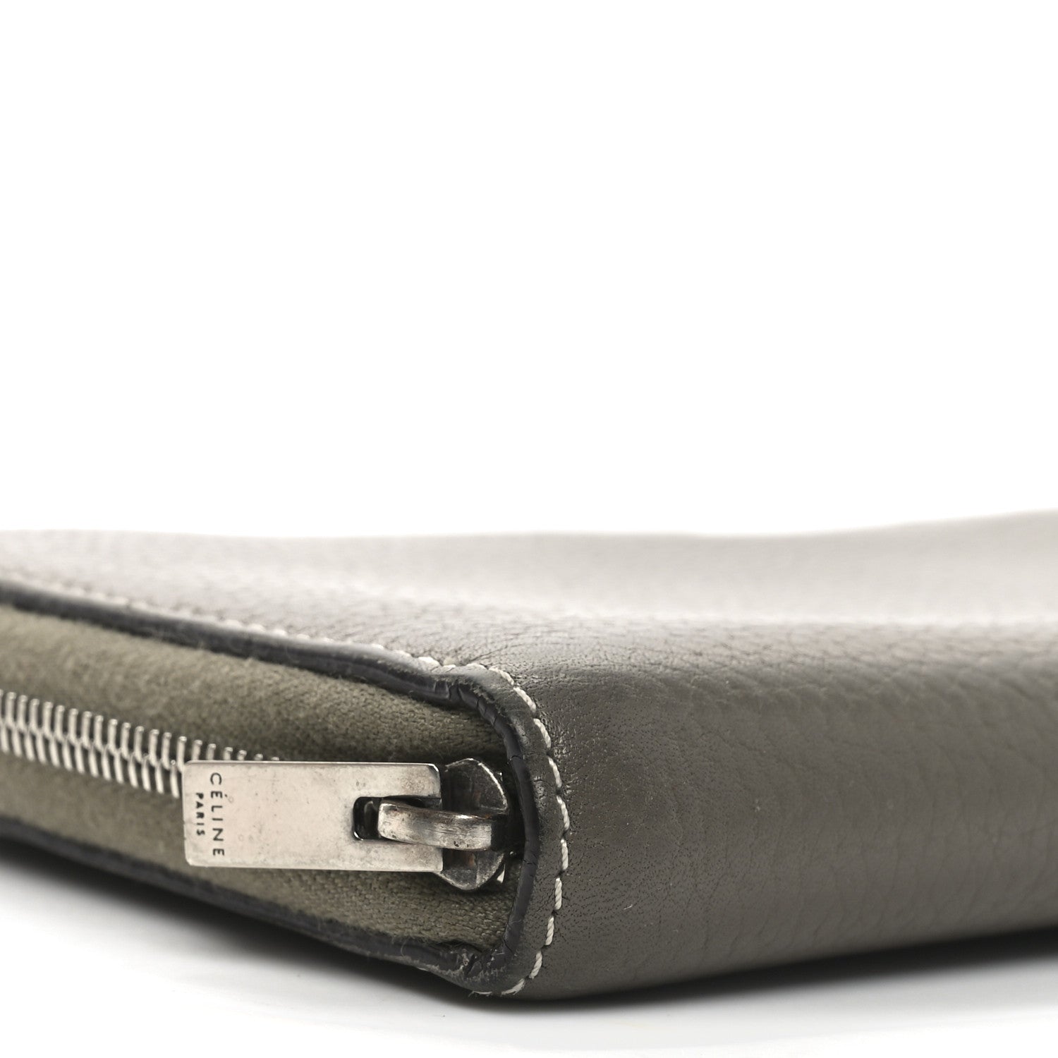 Celine Drummed Calfskin Large Zip Around Multifunction Wallet Souris 8 of 9