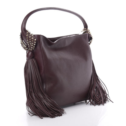 Christian Louboutin Empire Calf Spikes Fringe Eloise Hobo Bordeaux 3 of 10